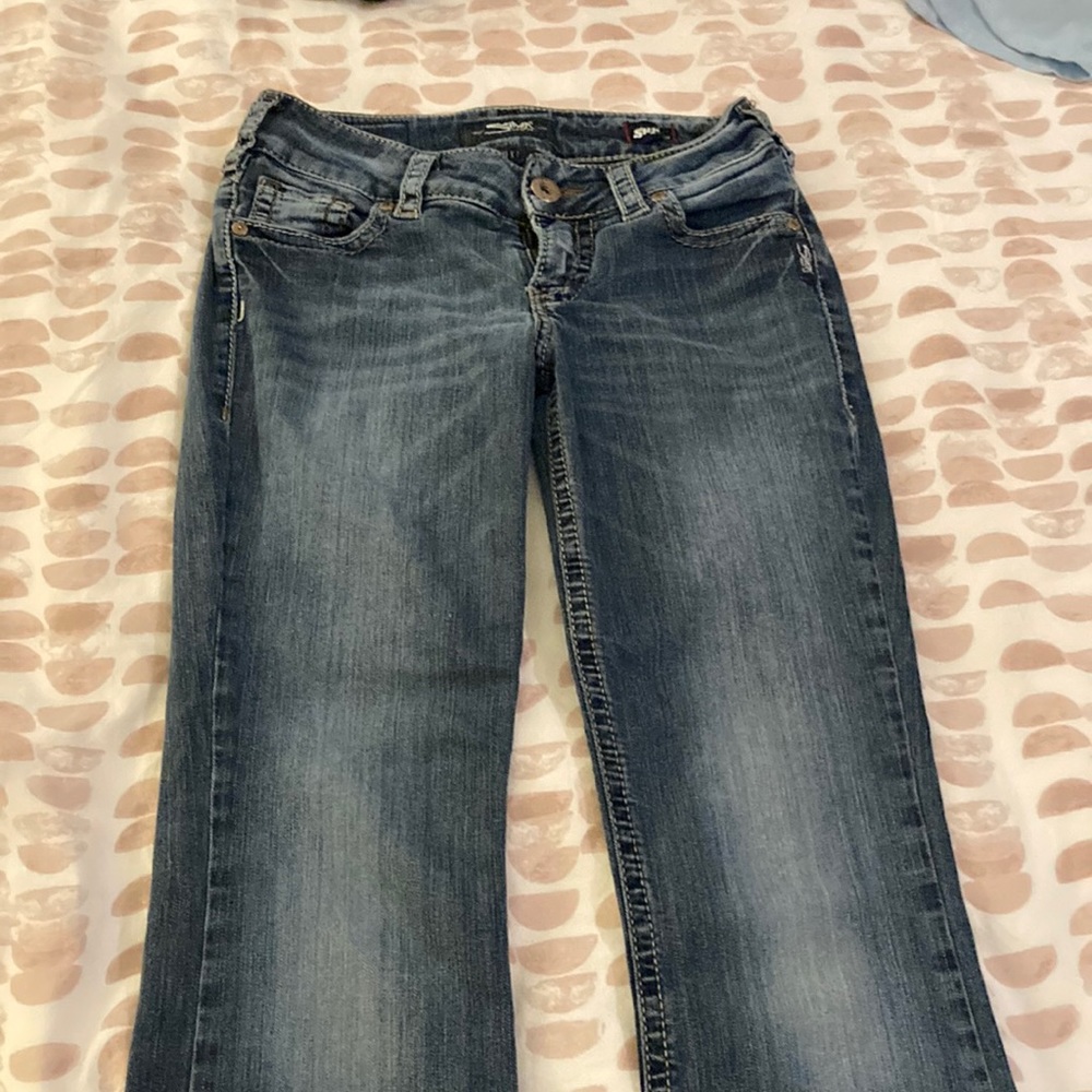Silver boot leg jeans W27, L33.